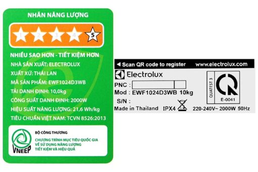 Máy giặt Electrolux Inverter 10 kg EWF1024D3WB - Hình ảnh 8