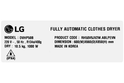 Máy Sấy Bơm Nhiệt LG 10.5 Kg DVHP50B - Hình ảnh 10