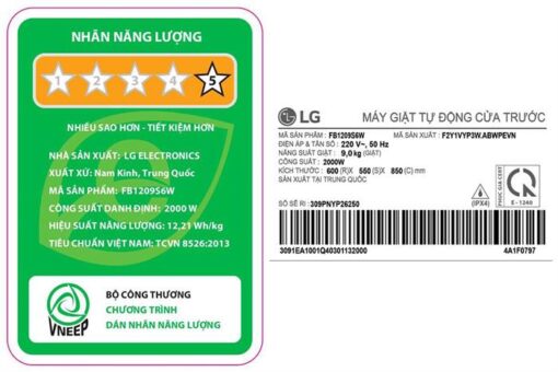 Máy giặt lồng ngang LG AI DD Inverter 9Kg FB1209S6W - Hình ảnh 8
