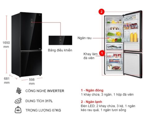 Tủ lạnh Aqua Inverter 317 lít AQR-IG338EB (GB) - Hình ảnh 5