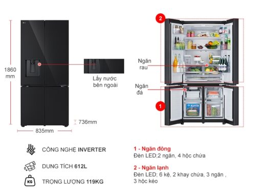 Tủ lạnh LG Inverter 612 lít LFD61BLGAI - Hình ảnh 4