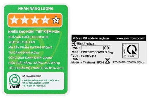 Máy giặt Electrolux UltimateCare 100 Inverter 9 kg EWF9025DQWB - Hình ảnh 7