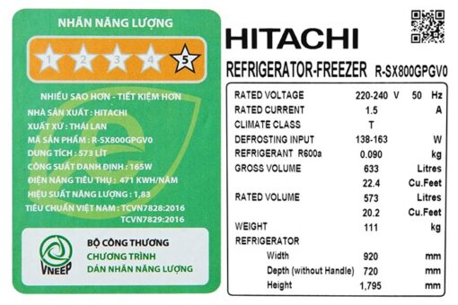 Tủ lạnh Hitachi Inverter 573 lít R-SX800GPGV0(GBK) - Hình ảnh 3