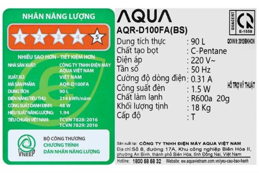 Tủ lạnh Aqua 90 lít AQR-D100FA(BS) - Hình ảnh 7
