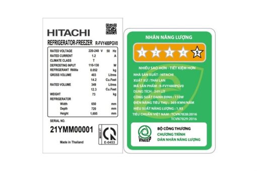 Tủ lạnh Hitachi Inverter 349 lít R-FVY480PGV0 GMG - Hình ảnh 3