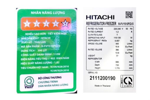 Tủ lạnh Hitachi Inverter 390 lít R-FVY510PGV0 GMG - Hình ảnh 3