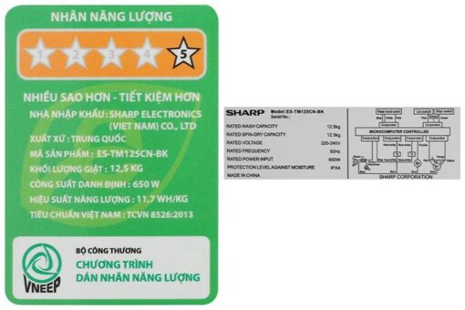 Máy giặt Sharp 12.5 kg ES-TM125CN-BK - Hình ảnh 10
