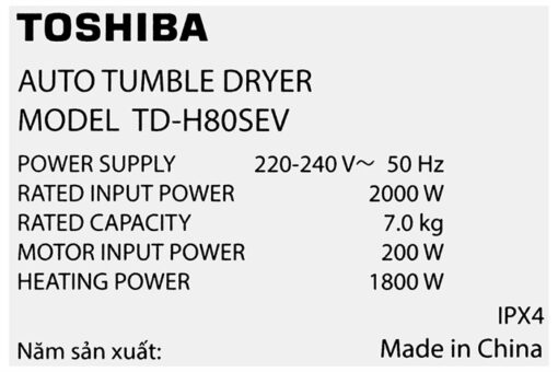 Máy sấy thông hơi 7 kg Toshiba TD-H80SEV(SK) - Hình ảnh 3