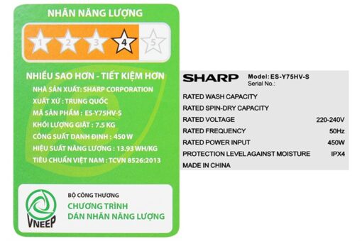Máy giặt Sharp 7.5 Kg ES-Y75HV-S - Hình ảnh 11