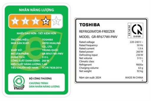 Tủ lạnh Toshiba Inverter 515 lít Multi Door GR-RF677WI-PMV(06)-MG - Hình ảnh 5