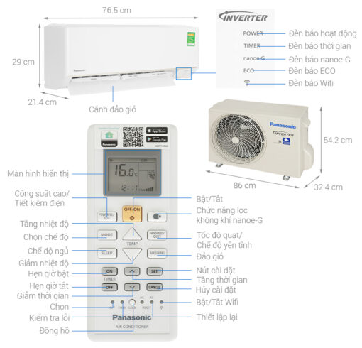 Máy lạnh 2 chiều Panasonic Inverter 1.5 HP CU/CS-YZ12AKH-8 - Hình ảnh 3