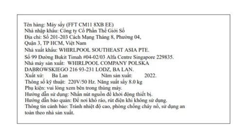 Máy sấy ngưng tụ Whirlpool FreshCare+ 8 kg FFTCM118XB EE - Hình ảnh 9
